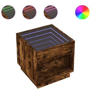 vidaXL Nachtkastje met Infinity LED 50x50x50 cm gerookt eikenkleurig