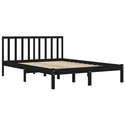 vidaXL Bedframe massief grenenhout zwart 180x200 cm