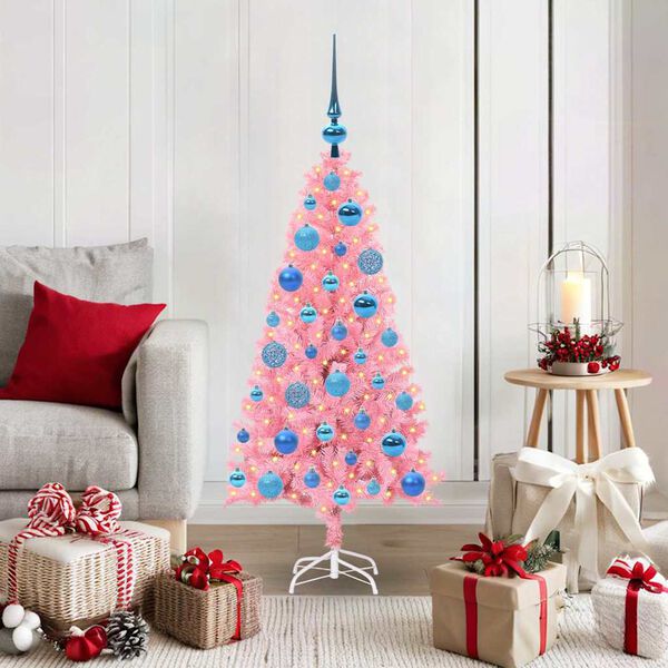 vidaXL Kerstboom met 150 LED met standaard Roze 120 cm PVC