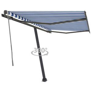 vidaXL Luifel vrijstaand automatisch 350x250 cm blauw en wit