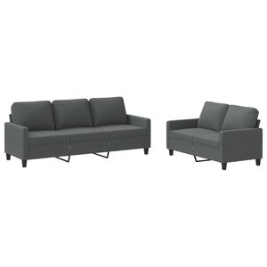vidaXL 2-delige Loungeset met kussens stof donkergrijs