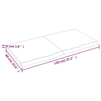 vidaXL Tafelblad 120x60x(2-4)cm behandeld eikenhout donkerbruin