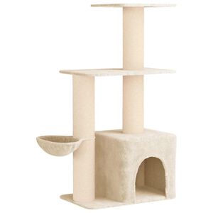 vidaXL Kattenboom met sisal krabpalen Cr&egrave;mekleurig 133 cm