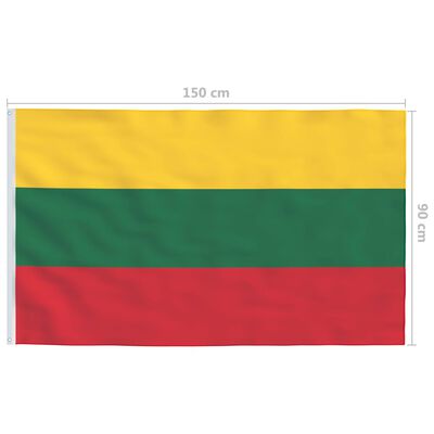 vidaXL Vlag met vlaggenmast Litouwen 6,2 m aluminium