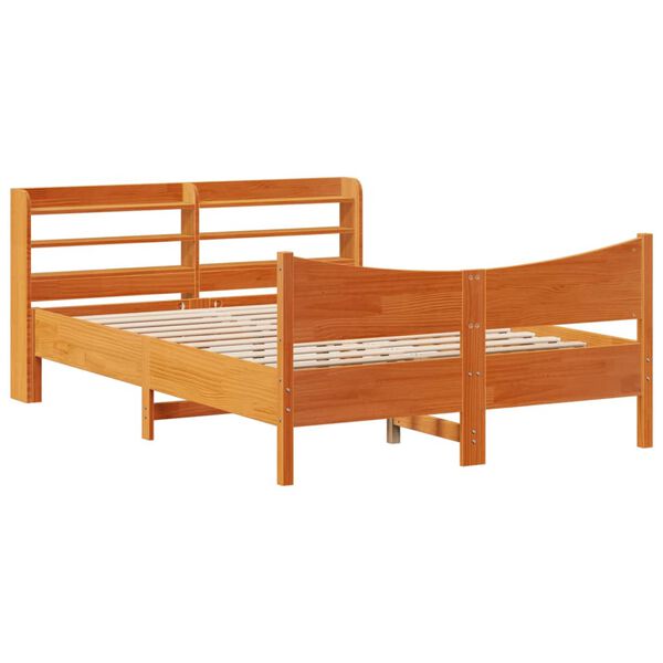 vidaXL Bedframe met hoofdbord grenenhout wasbruin 140x200 cm