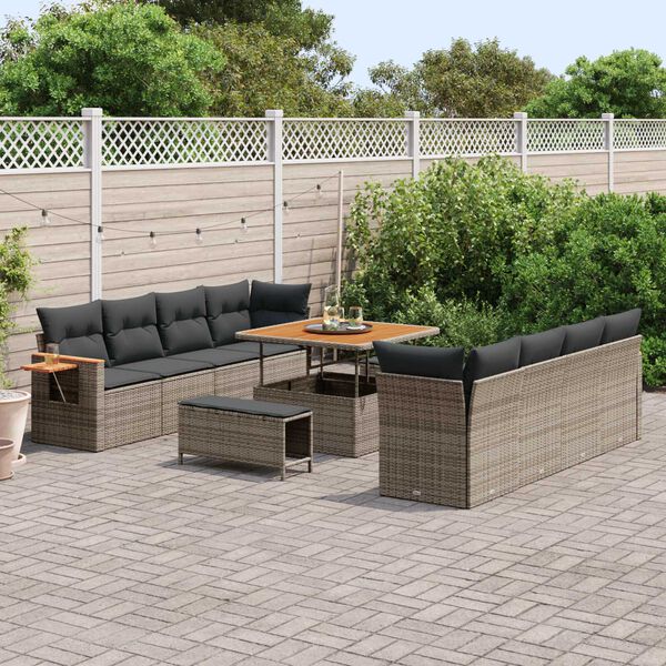 vidaXL Tuin Sofa Set met kussen 11 pcs Grijs 100 x 100 x 71 cm
