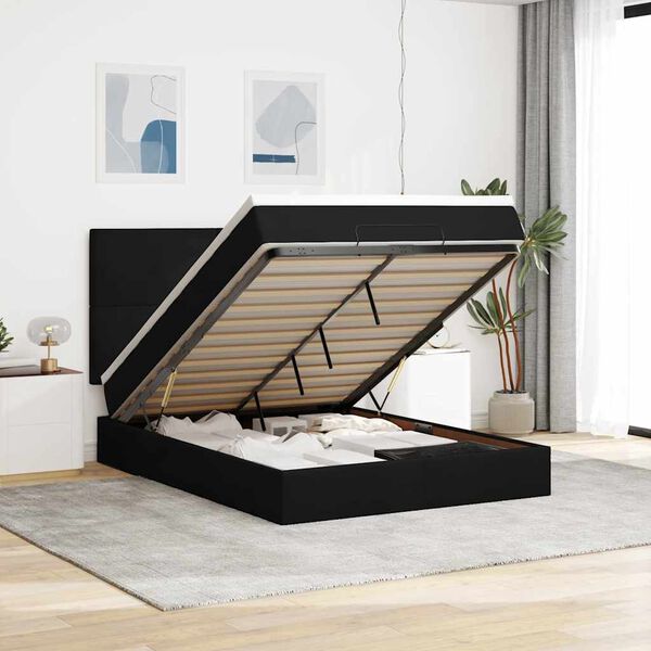 vidaXL Ottoman bed met matrassen 140x190cm fluweel zwart