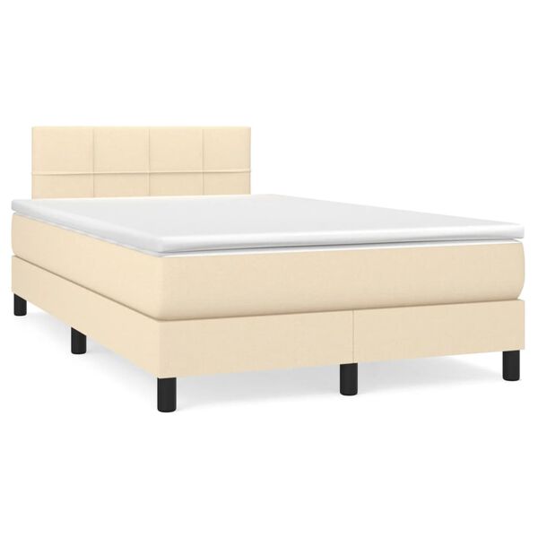 vidaXL Boxspring met matras stof cr&egrave;mekleurig 120x190 cm