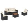 vidaXL 6-delige Loungeset met kussens poly rattan zwart