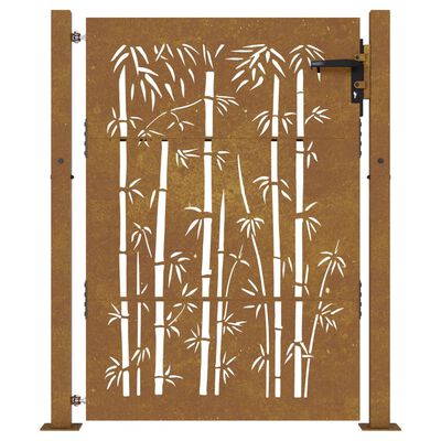 vidaXL Poort 105x130 cm bamboe-ontwerp cortenstaal