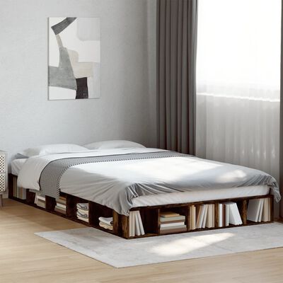 vidaXL Bedframe bewerkt hout gerookt eikenkleurig 120x200 cm