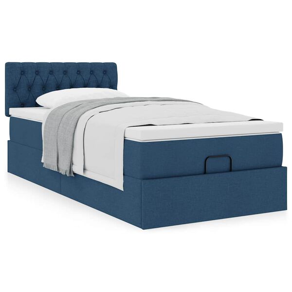 vidaXL Ottoman bed met matras 90x190cm stof blauw