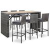 vidaXL 7-delige Tuinbarset met kussens poly rattan grijs