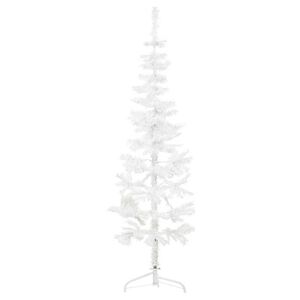 vidaXL Kunstkerstboom half met standaard smal 150 cm wit