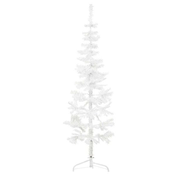 vidaXL Kunstkerstboom half met standaard smal 150 cm wit
