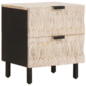 vidaXL Nachtkastje met lade Wit 40 x 33 x 46 cm Massief Mango Hout