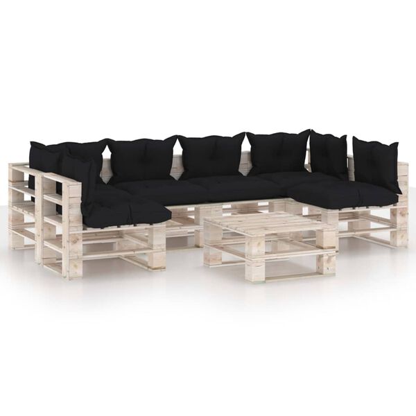 vidaXL 7-delige Loungeset pallet met kussens ge&iuml;mpregneerd grenenhout