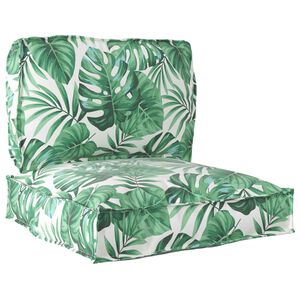 vidaXL Pallet Kussen Set Oxford Stof Groen Bladpatroon 70 x 70 x 12 cm