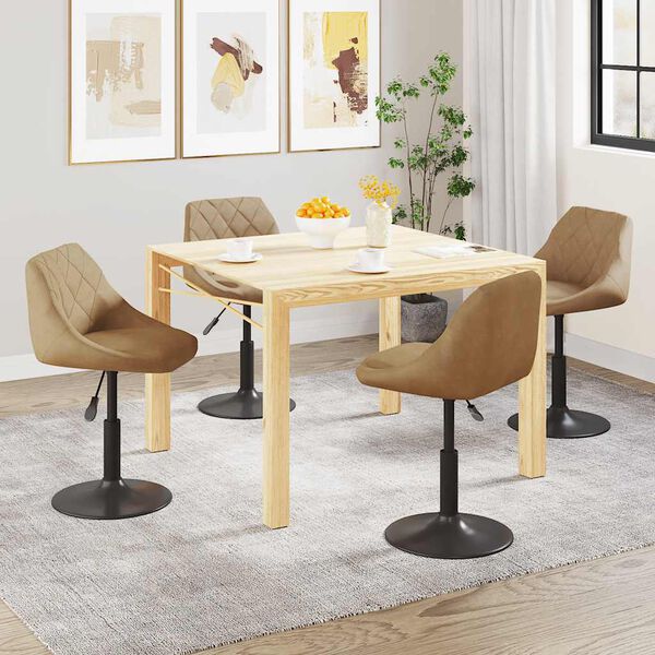 vidaXL Eetkamerstoelen draaibaar 4 st fluweel bruin