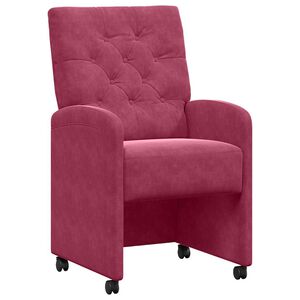 vidaXL Eetkamerstoelen met Wieltjes 2 st Fluweel Wijnrood