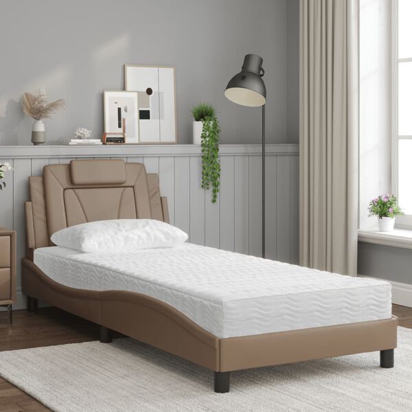 vidaXL Bed "Viana" met matras kunstleer cappuccinokleurig 90x190 cm
