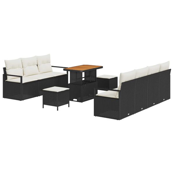 vidaXL Tuin Sofa Set met kussen 10 pcs Zwart Poly riet
