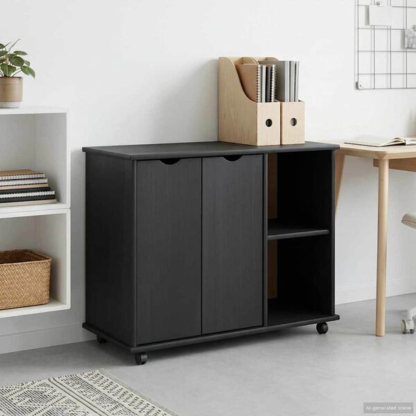 vidaXL Rolling Kast Grijs 100 x 39 x 65,5 cm Massief Vurenhout