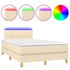 vidaXL Boxspring met matras en LED stof cr&egrave;mekleurig 120x200 cm