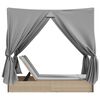 vidaXL Ligbed tweepersoons met dak en gordijn poly rattan beige