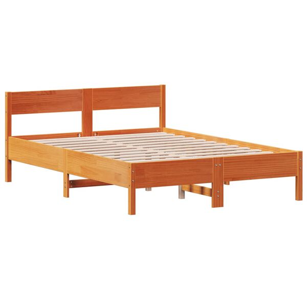 vidaXL Bedframe zonder matras massief grenenhout wasbruin 135x190 cm