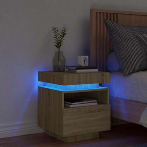 vidaXL Nachtkastje met LED-verlichting 40x39x48,5 cm sonoma eikenkleur