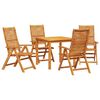 vidaXL Tuin eettafelset 5 st Bruin Massief Acaciahout
