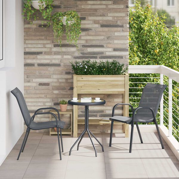 vidaXL Tuin Bistro Set 3 pcs Grijs Staal
