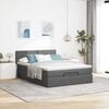 vidaXL Bed poef met matras en LED's 140x200 cm stof donkergrijs