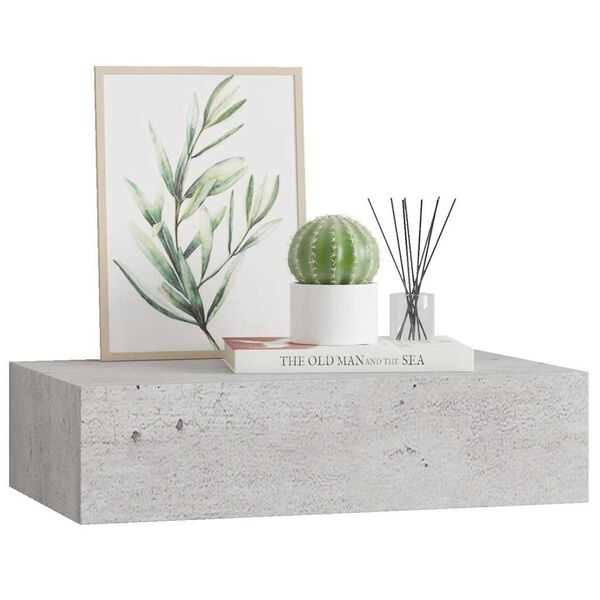 vidaXL Wandschap met lade 40x23,5x10 cm MDF betongrijs