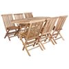 vidaXL Tuinmeubelset 7 st Naturel Massief Teakhout