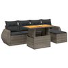 vidaXL 6-delige Loungeset met kussens poly rattan grijs
