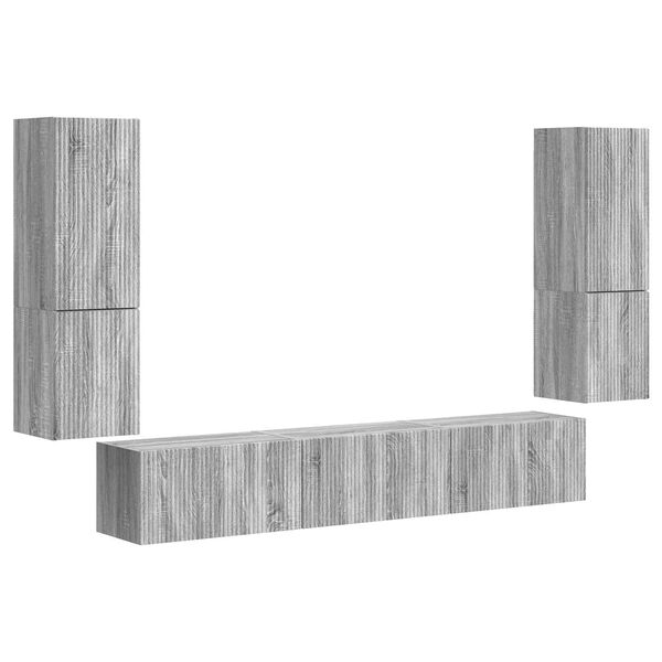 vidaXL Tv-meubelset Wandgemonteerd 4 pcs Grijs Sonoma Bewerkt hout