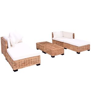 vidaXL Loungeset natuurlijk rattan 16-delig