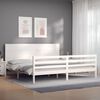 vidaXL Bedframe met hoofdbord massief hout wit