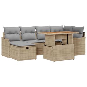 vidaXL Tuin Sofa Set 7 pcs Beige poly rattan