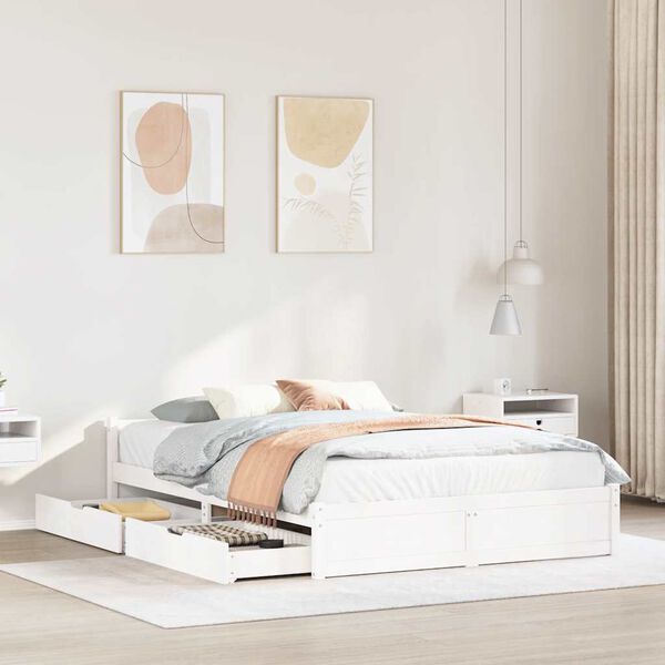 vidaXL Bedframe zonder matras massief grenenhout wit 140x200 cm