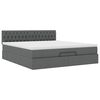 vidaXL Bed poef met matras en LED's 180x200 cm stof donkergrijs