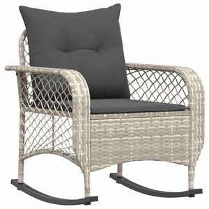 vidaXL Tuinschommelstoel met kussens poly rattan lichtgrijs