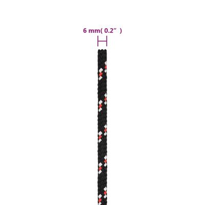 vidaXL Boot touw 6 mm 250 m polypropyleen zwart