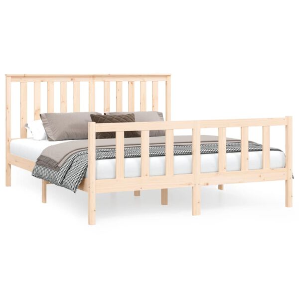 vidaXL Bedframe met hoofdbord massief grenenhout 150x200 cm