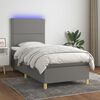 vidaXL Boxspring met matras en LED stof donkergrijs 90x190 cm