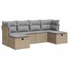 vidaXL 6-delige Loungeset met kussens poly rattan beige
