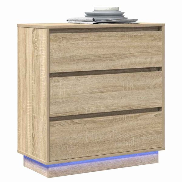 vidaXL Nachtkastje Sonoma Eiken 71 x 34,5 x 75 cm Bewerkt hout