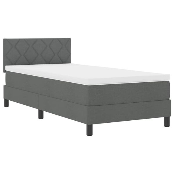 vidaXL Boxspring bed met matras met LED Donkergrijs 90 x 190 cm Stof